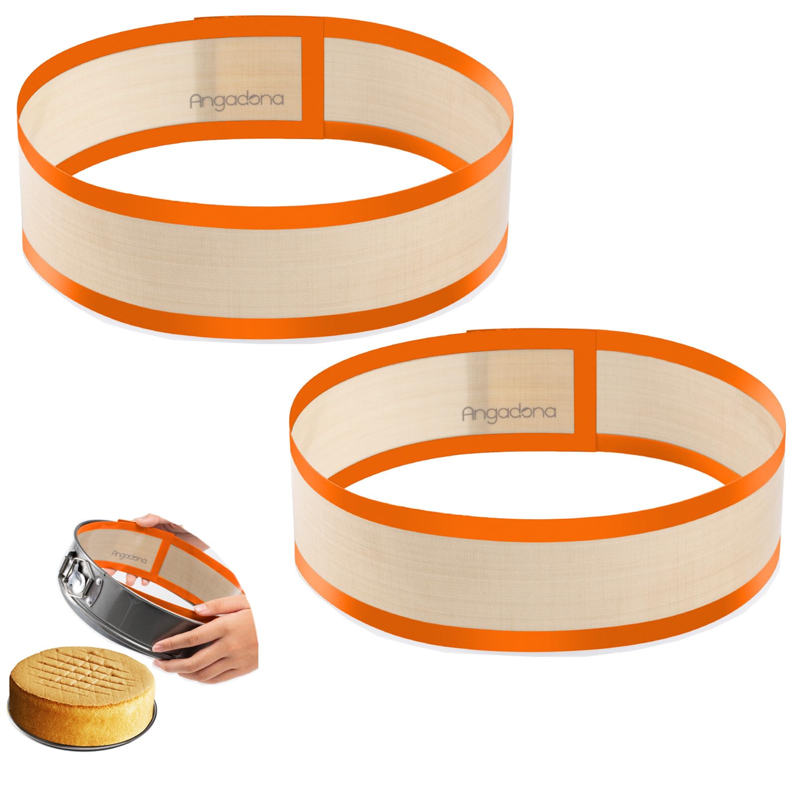 Silicone Baking Mat for Springform Pan,Prevent cake from Sticking to Side,Easy Clean & Non Sick Silicone Baking mat for Cheesecake Pan (Orange 2 pcs)