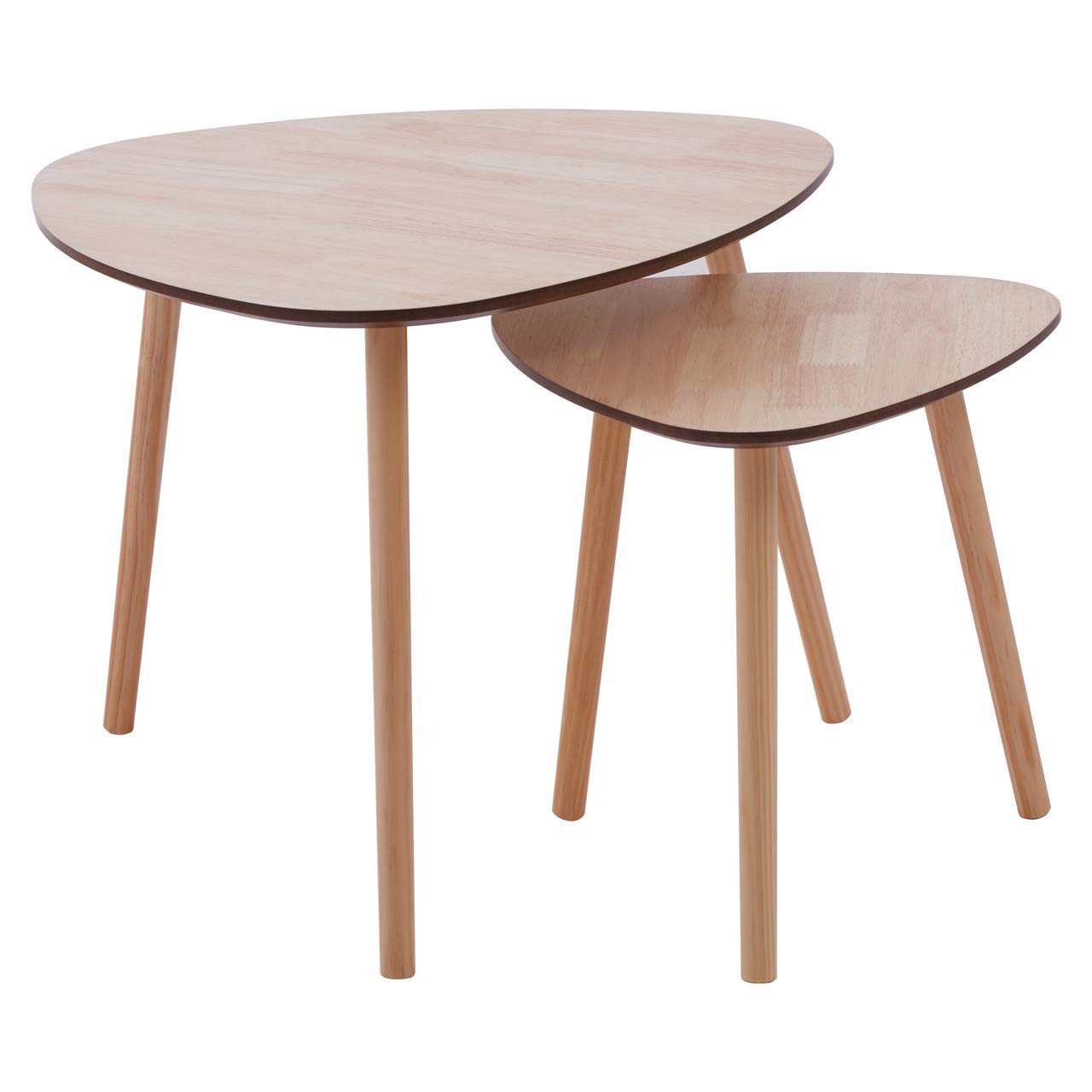 Premier Housewares Set of 2 Nest of Side Tables | Grey Top Nesting Tables with Wood Legs | Coffee Tables for Living Room | Nest of Tables Living Room | Scandinavian End Tables