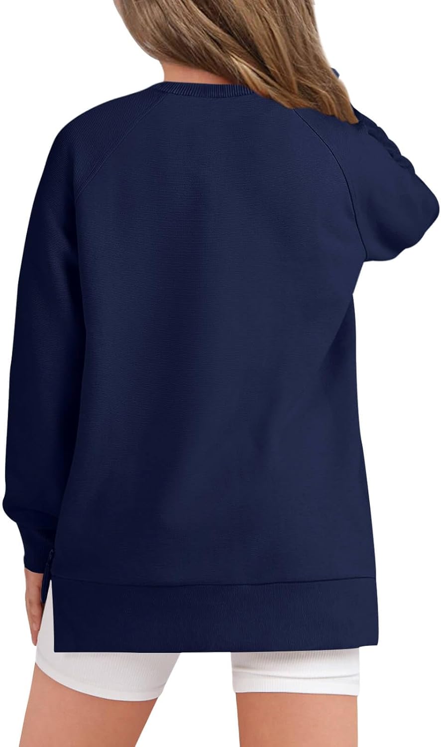 Haloumoning Girls Sweatshirts Casual Long Sleeve Crew Neck Pullover Tops with Side Zipper Fall Clothes 5-14Y - Image 2