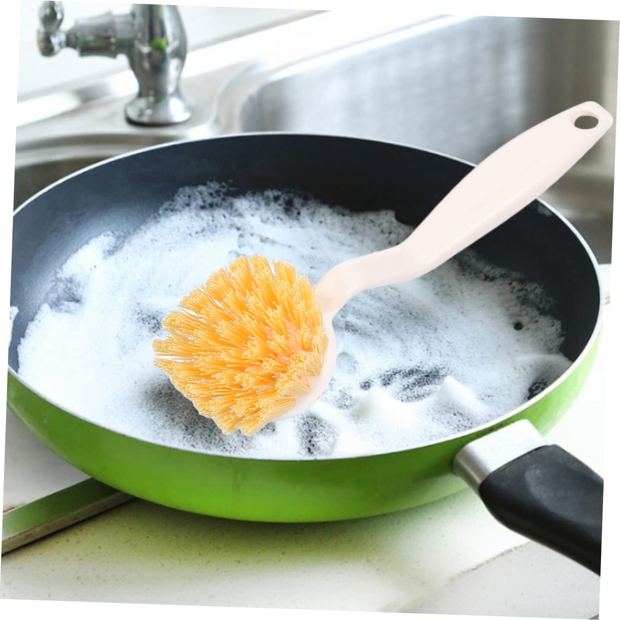 Healeved 3piezas Cepillo De Limpieza De Cocina Mango Herramienta Multifuncional para Fregar Platos Ollas y Sartenes para Limpieza del Hogar y Utensilios De Cocina
