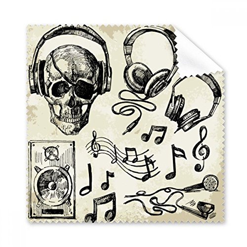 Écran de cadeau original : chiffon de nettoyage crâne musique en tissu pour lunettes
