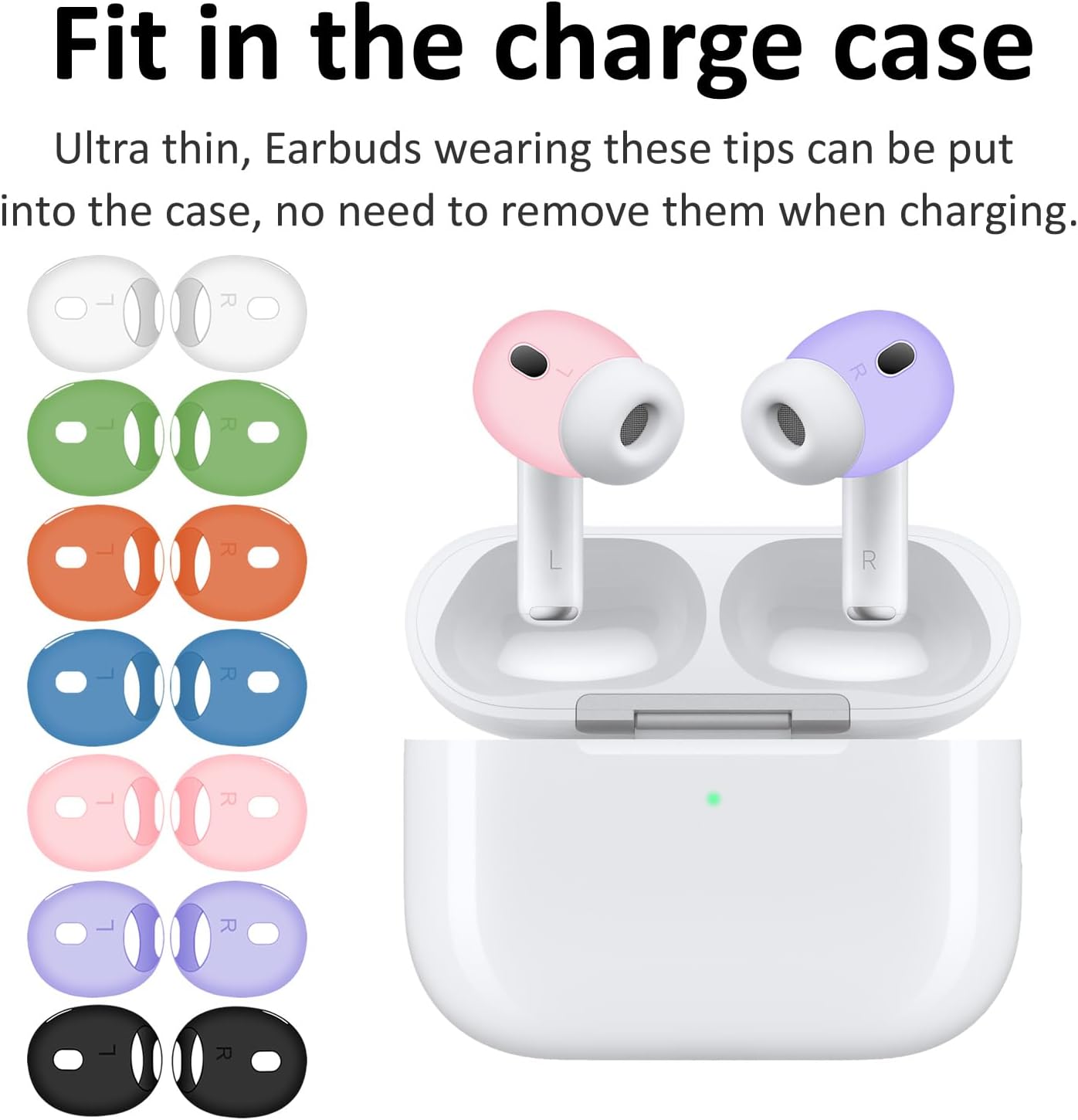A-Focus [9 Pairs] for AirPods Pro 3 Ear Tips Skin, [ Fit in Case ] Replacement Ultra Thin Soft Slim Silicone Add Grip Tips Anti Slip/Scratch Eartips Earbuds Cover Accessories for New AirPod Pro 3rd image 2