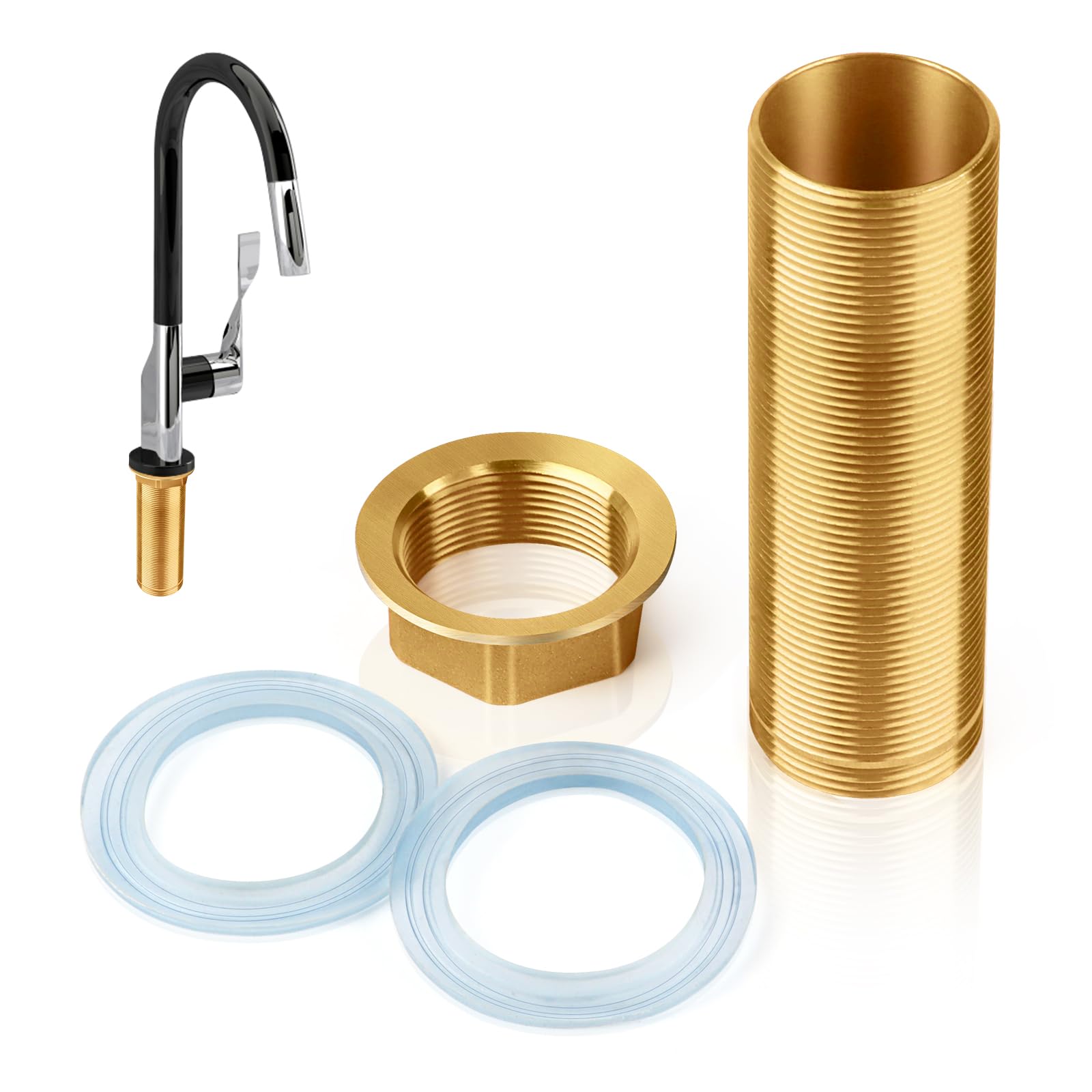 M30-100mm Kit de Reparación de Grifos, Roscado de Grifo Grifo Tubo de Rosca de Extensión Kit de Tuercas de Rosca Conectores de Tubería de Púas de Latón para Reparación de Grifos