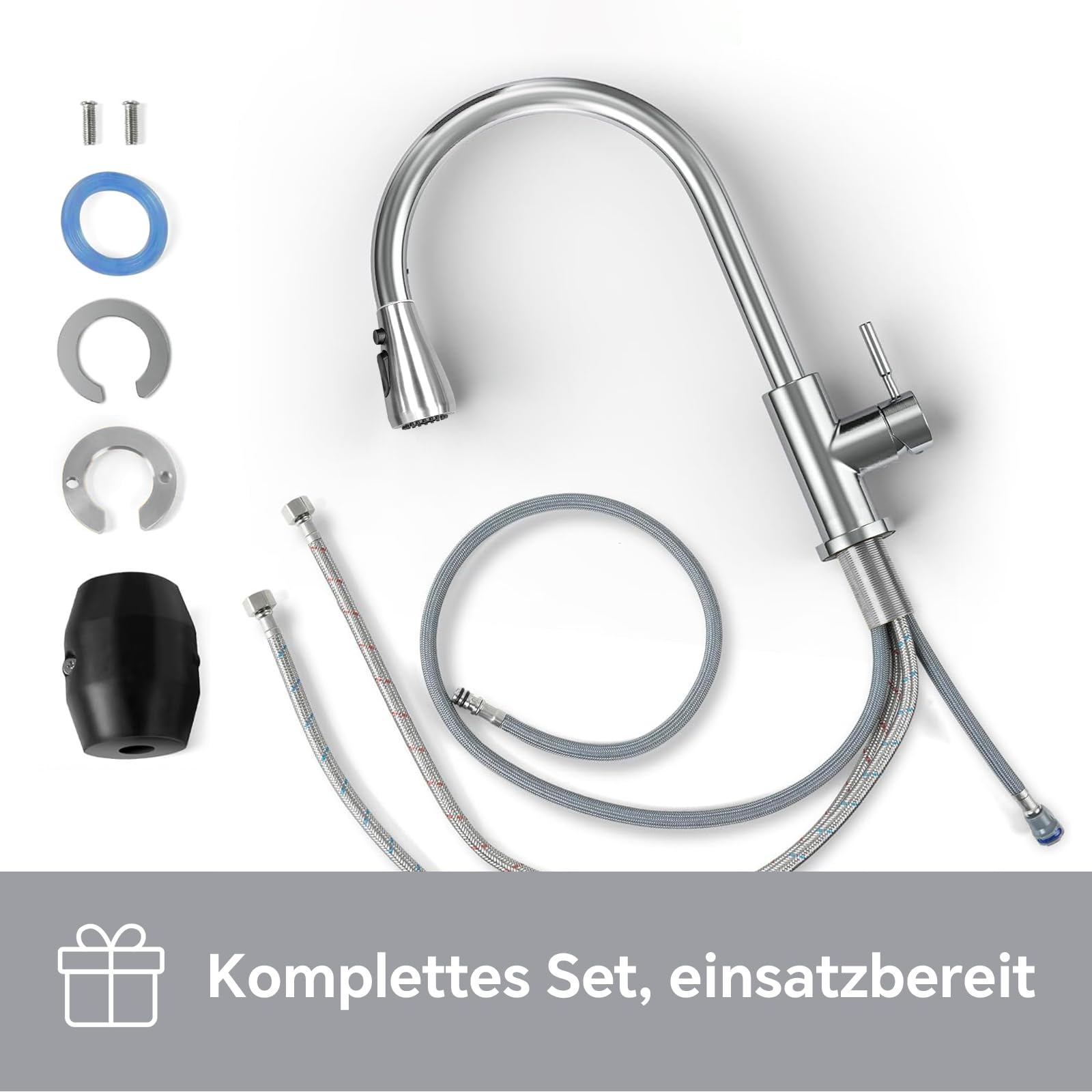 SURFOU Robinet Cuisine, Pulvérisateur Extractible 2+1 Modes, Rotatif à 360°, Mitigeur Chaud et Froid à Haute Pression en Acier Inoxydable, Design Moderne, Facile à Installer, Durable