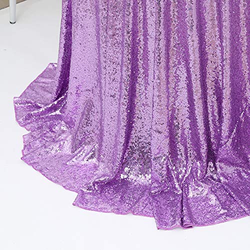 Image of B-COOL Sequin Tablecloth Round Party Decorations: 90 Inch Tablecloths Lavender Overlay Shimmer Fabric for Indoor Outdoor Gathering Parties