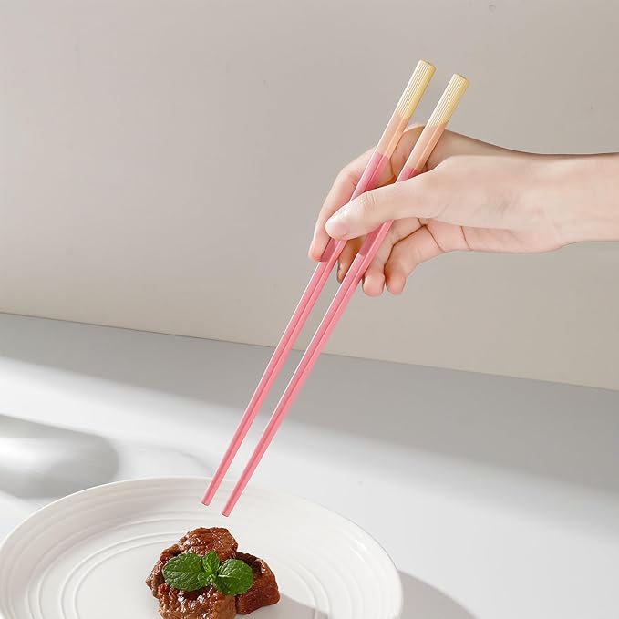 5 pares de palitos chinos rosas de fibra de vidrio, reutilizables antideslizantes, aptos para alimentos y lavavajillas miniatura 7