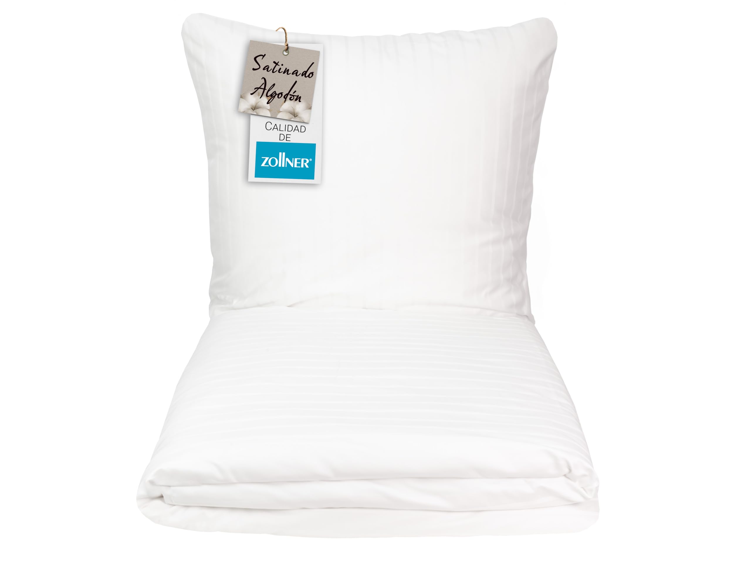 ZOLLNER Ropa de Cama, compuesta por Funda de Almohada y Funda nórdica - 80 x 80 cm + 140 x 200 cm - Algodón - Lavable hasta 95 °C - Diseño Moderno a Rayas Verticales - Cierre Tipo Hotel