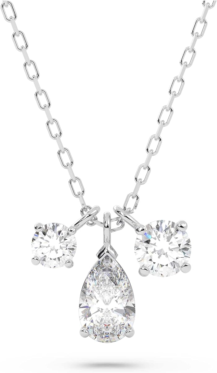 Colección de joyas Attract Pear, acabado en rodio, cristales transparentes