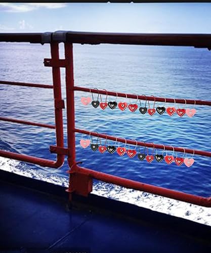 Miniatura 4 de WANLIAN Candado de 2 corazones, candado de código pequeño, candado de combinación de 3 dígitos con cuerda de alambre de acero de 4.13 pulgadas,