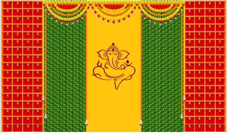 Image of VINAYAKA MART vinayaka Backdrop Decorations Cloth Size (5x8) feet, Ganesh Backdrop for decorationss Cloth | puja backdrops Decorations Cloths | varalakshmi Pooja backdrops