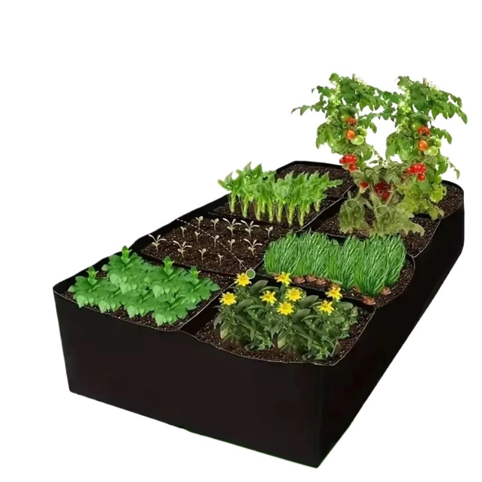 DCUIPG 3Pcs Garden Planting Bag Multi-gird Felt Growing Rectangle Nursery Pot Vegetable Tomato Potato Container Plant for Vegetables