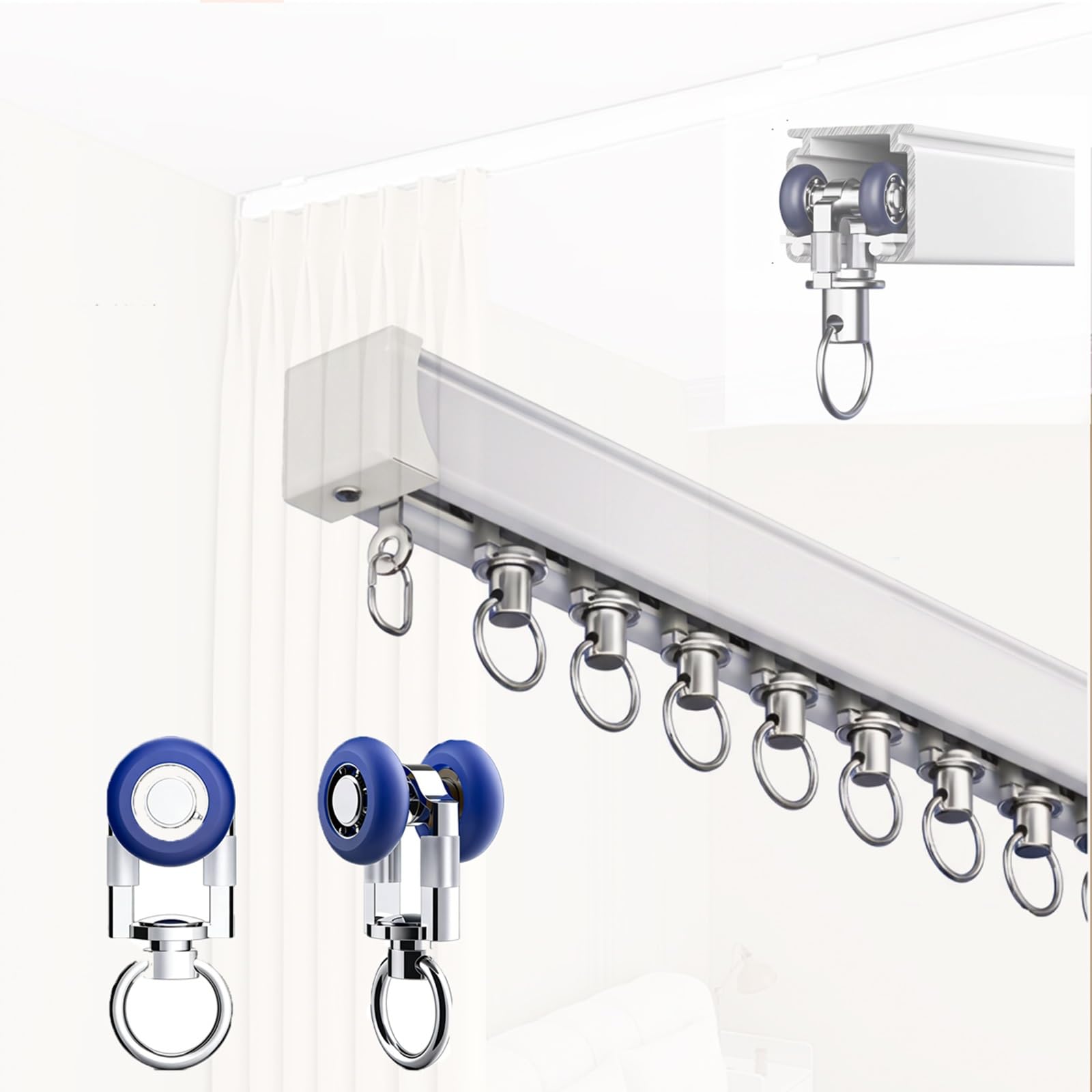 Tringle à rideaux en aluminium pour dressing et séparation de pièces de salon