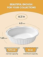 Vista 3 de LIFVER Ceramic Pie Pans for Baking 6 Inches, 11.6 OZ Set of 4 Deep Pie Dish, Round Mini Pie Plates Tart Pans, Small Quiche Baking Fluted Dish Pan