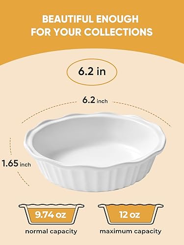 Miniatura 3 de LIFVER Sartenes de cerámica para hornear de 6 pulgadas, juego de 4 platos profundos para tartas de 11.6 onzas, mini platos redondos para tartas,