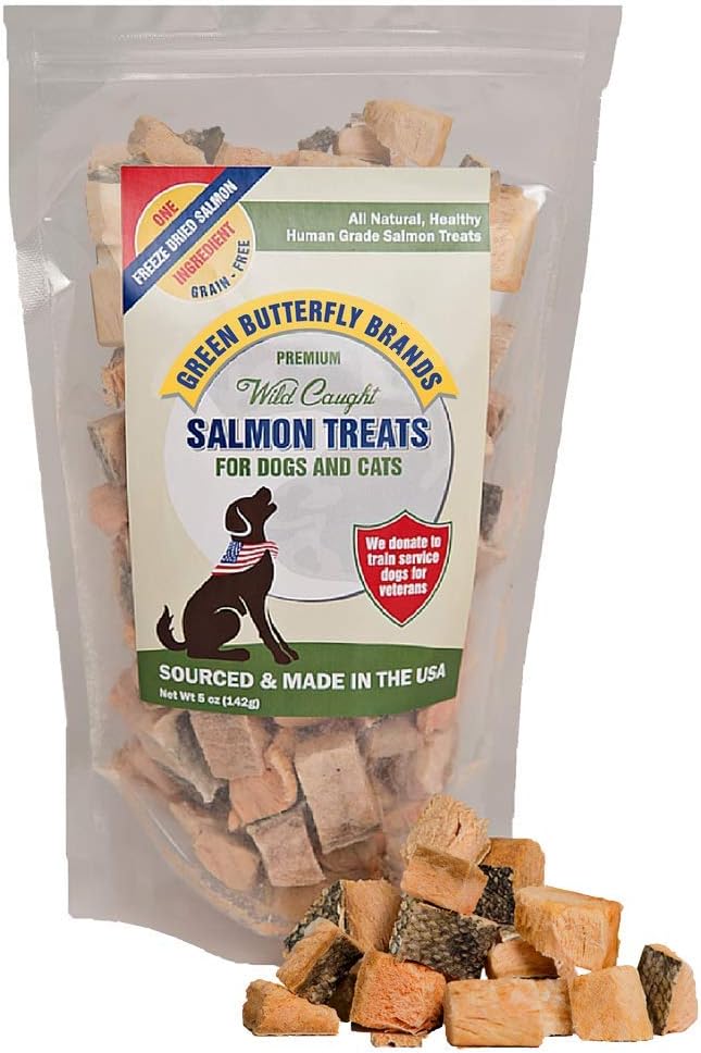 Amazon Com Green Butterfly Brands Salmon Dog Treats Made In Usa Only 1 Ingredient Wild Caught American Salmon Freeze Dried Raw Human Grade No Additives Or Preservatives