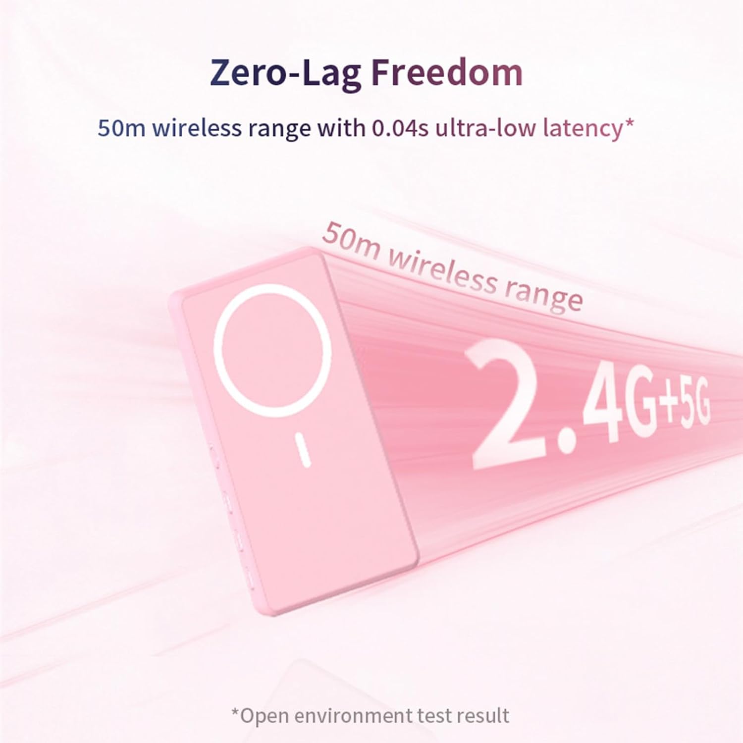 CP5 Lite II Magnetic Wireless Rear Camera Phone Monitor, 5 inch Touchscreen Monitor, Bulit-in Speaker, 164FT Range, 3.5h Runtime, for Selfie Vlog Live Stream, Compatible with iPhone (Pink)