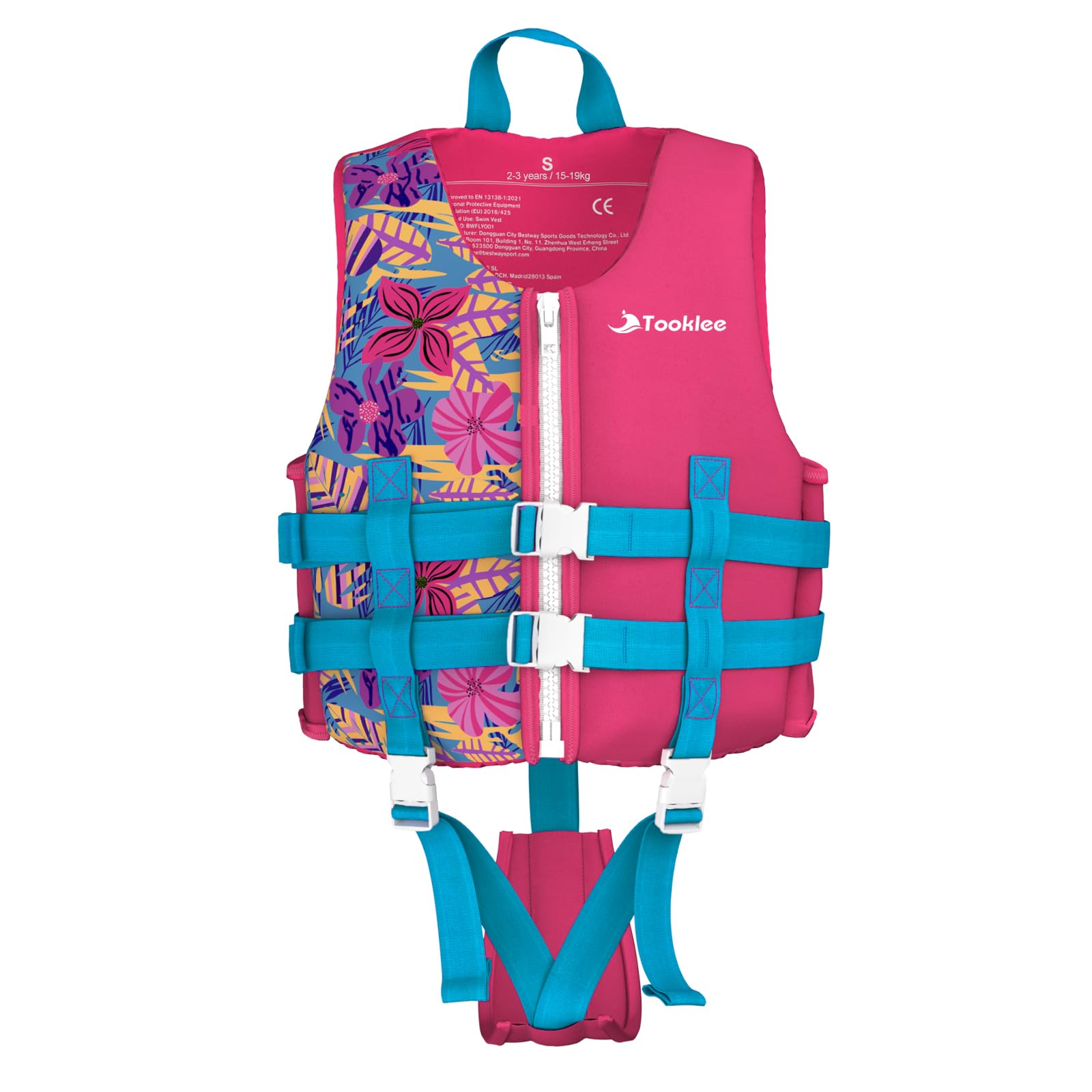 Chaleco de Natación para Niños, Chaleco de Piscina con Tirantes Dobles Ajustables, Neopreno Premium Suave, Probado por TÜV y Seguro, Correa De Entrepierna Más Ancha, Ligero y Cómodo