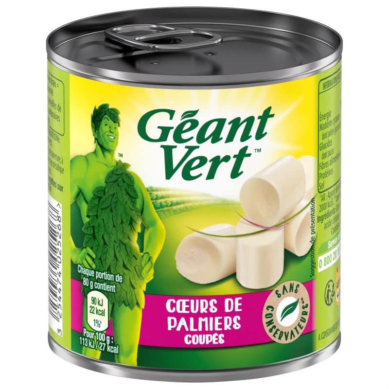 COEURS DE PALMIER COUPES BOITE 1/4 80G, GEANT VERT, LOT DE 3