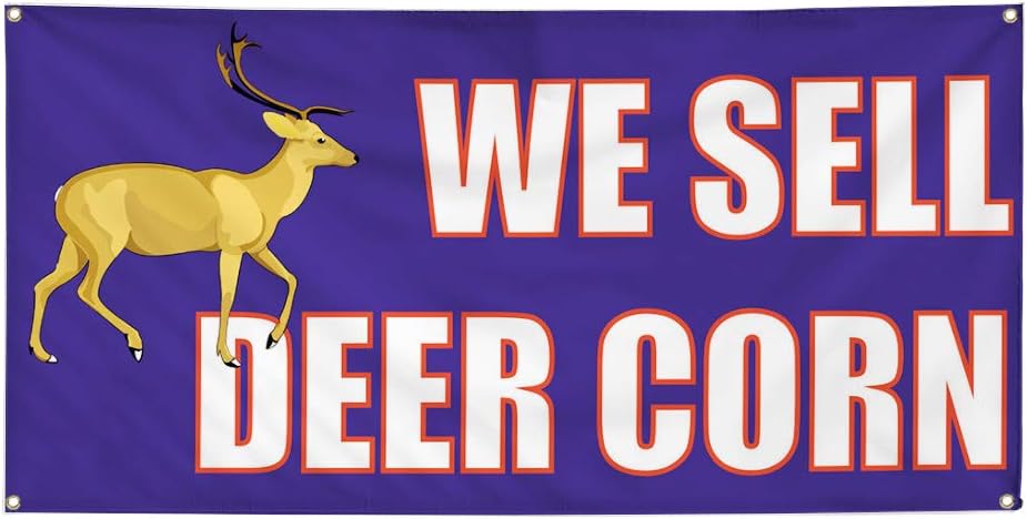 Vinyl Banner Multiple Sizes We Sell Deer Corn Advertising Printing Retails Outdoor Weatherproof Industrial Yard Signs Purple 4 Grommets 24x48Inches