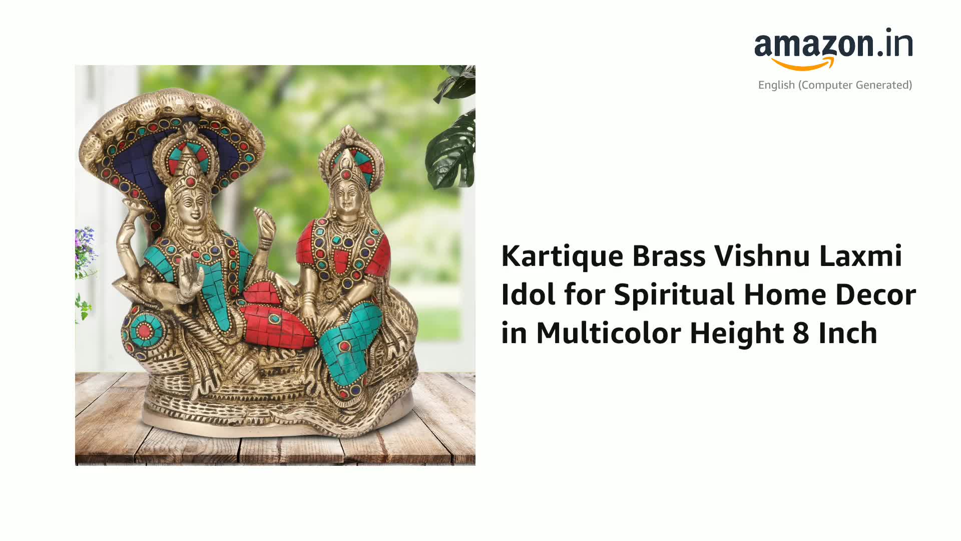 Kartique Brass Vishnu Laxmi Idol for Spiritual Home Decor in