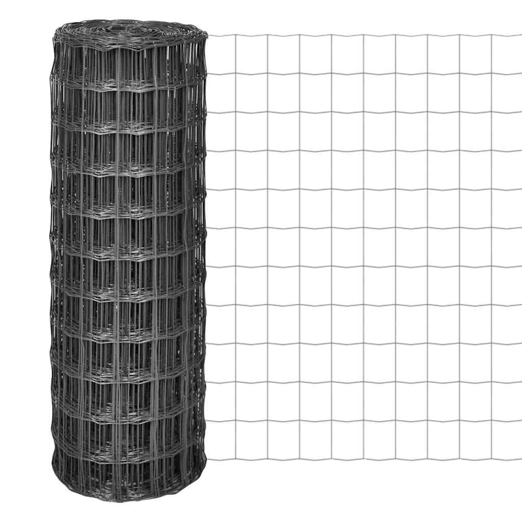 Eurozaun Stahl, 25 x 1,2 m, Grau, PVC-beschichtet, langlebig, für Garten, Geflügel und Industrie, robust, witterungsbeständig, einfacher Aufbau