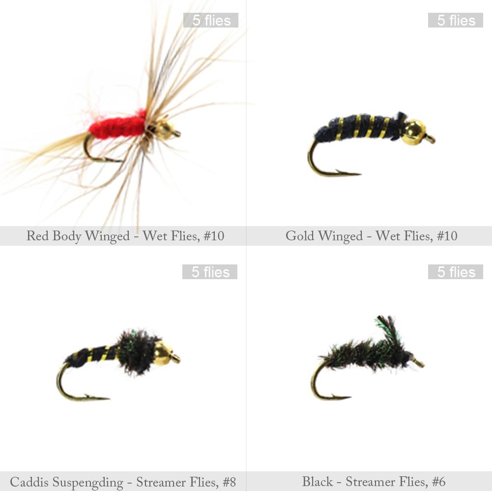 Croch 120pcs Dry Flies Wet Flies Flies Box Set Mix Designs Fishing Lure Bass Salmon Trouts Flies Floating/Sinking Assortment with Waterproof Fly Box : Sports & Outdoors