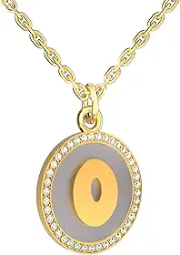 Colar feminino com inicial de ouro, pingente redondo banhado a ouro 14K, corrente de letra A-Z personalizada, joia de presente para ela