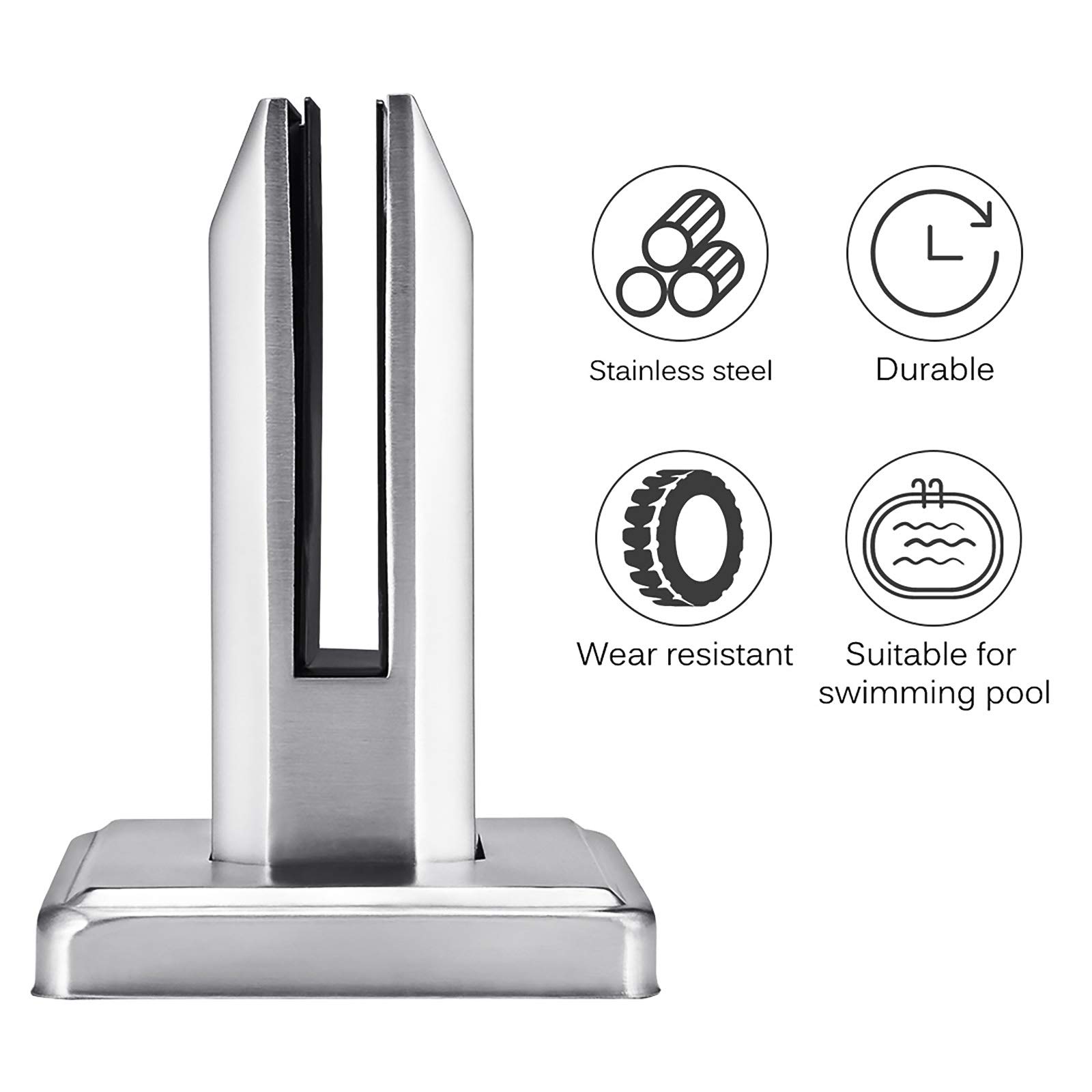 Morsetti Per Vetro In Acciaio Inox 304 | 2 Pezzi, Per Vetro Spessore 8-12 Mm | Per Ringhiere Scale, Piscine, Balconi, Balaustre (Nero)