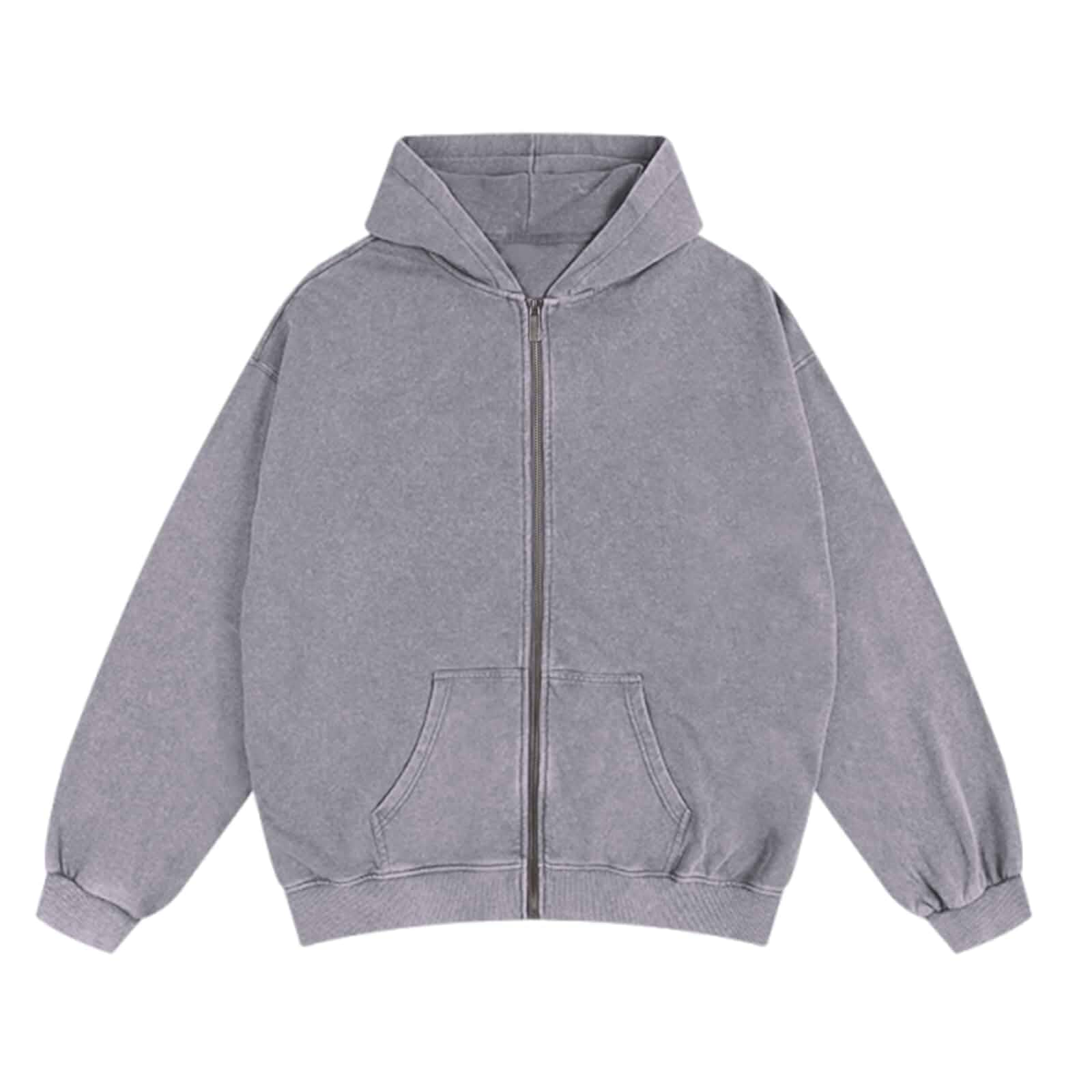 Bobeutou Mens Zip Up Acid Wash Hoodie Vintage Oversized Casual Fall Jacket Cotton Hooded Sweatshirts with Pockets Streetwear