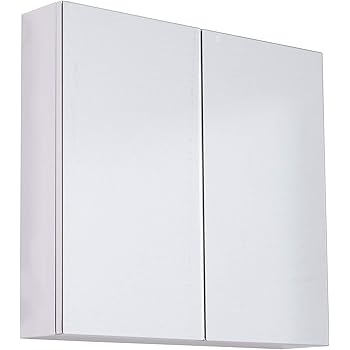 Amazon Com Homcom 24 X 22 Inch Stainless Steel Medicine Cabinet Wall Mounted Bathroom Mirror Storage Cabinet Double Doors With Shelves Kitchen Cupboard Home Kitchen