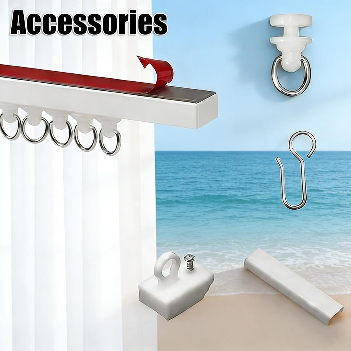 Rail de Rideau Auto-Adhésif pour Plafond Et Mur 1m 2m 3.0m 4m 5m Rail de Rideaux Plafond Adhesif Sans Percage pour Chambre Douche Placard Et Camping-Car(3.5m)