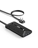 300J Flat Plug 10-in-1 Ultra Thin Power Strip with 6 AC, 2 USB-A & 2 USB-C Ports, Extension Cord, Desk Charging Station for Home, Office, College, Dorm, 5 Feet, Black