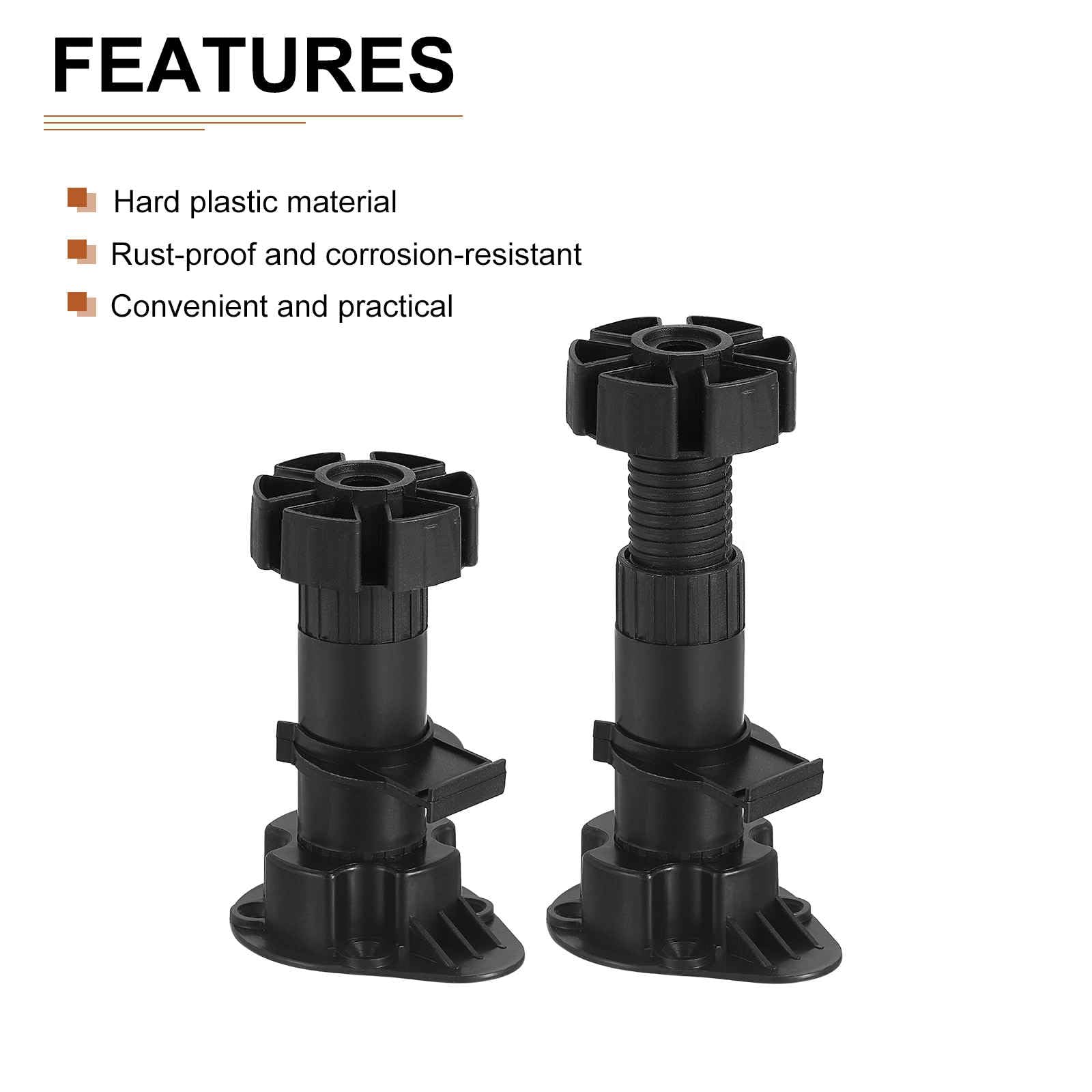 DTGN 100x46mm(LxW) Adjustable Leveling Feet - 4Pack- Good for Furniture - Leveler Support Frame Replacement Legs - Black - Image 3