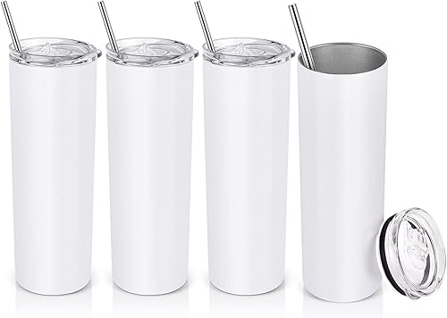 Paquete de 4 vasos delgados de acero inoxidable vasos de viaje con aislamiento vaso delgado de 20 onzas para agua vaso con aislamiento de doble