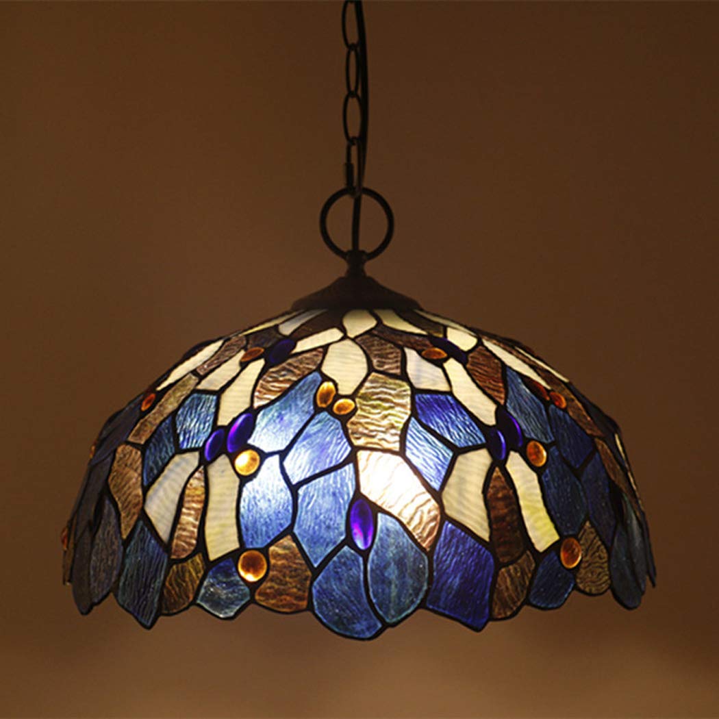 HJRegaFimu Pendant Lights Creative Stained Glass Hanglamp Chandelier Hanging Lighting Fixture Ceiling Lamp E27 C Comfortable Anniversary
