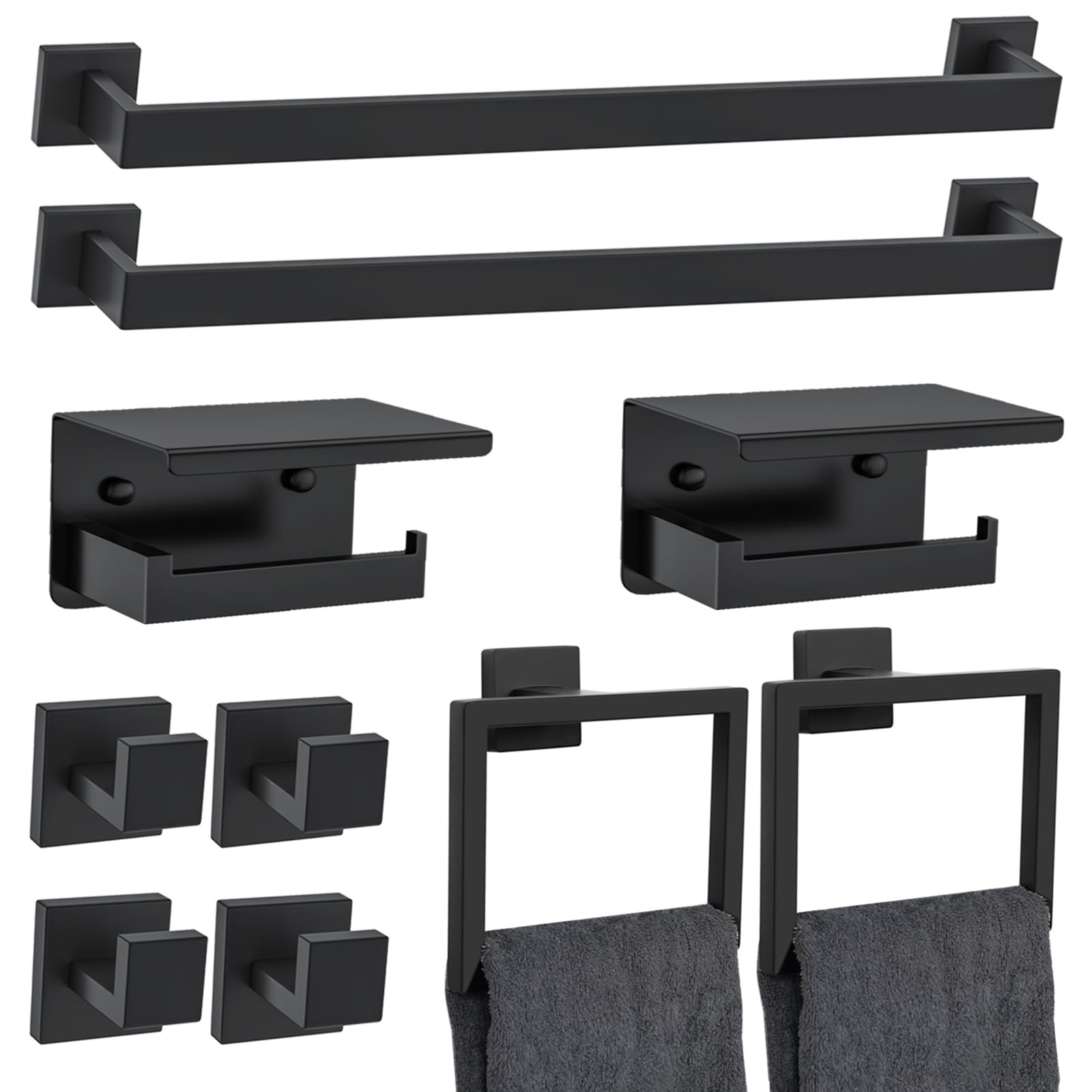 Woekme 10-Piece Black Bathroom Hardware Set Upgraded