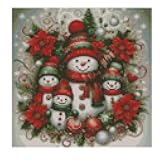 Christmas Stamped Cross Stitch Kits - Needlepoint Counted Cross Stitch Kits for Beginner Adult Crossstitching Printed Dimensions Snowman Patterns Stitch Embroidery Kits Arts and Crafts