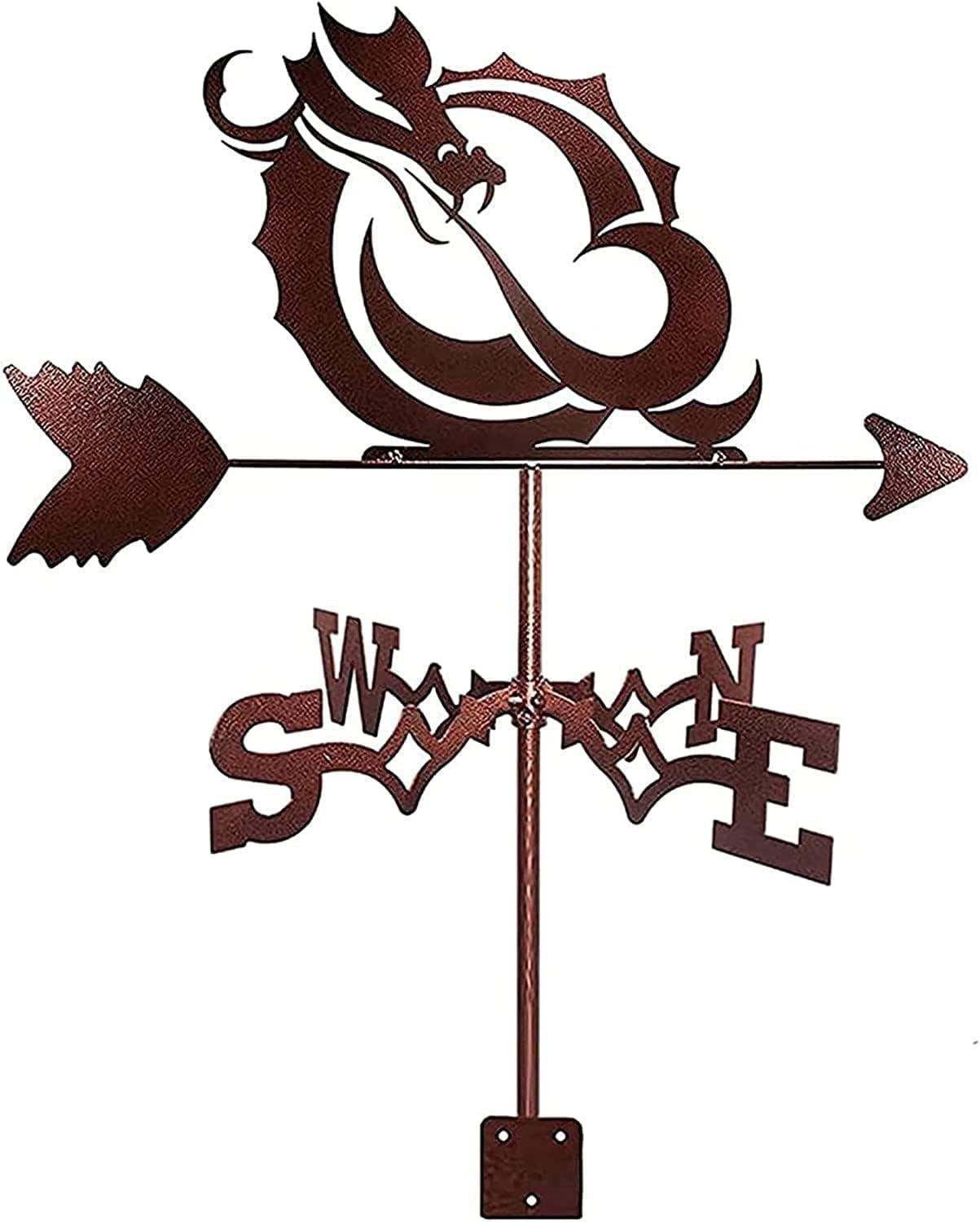 Klonwg Dragon Weathervane For The Garden,Weather Vane With Roof Mount Weathervane Wind Direction Indicator, Retro Weathercock Metal Weathercock