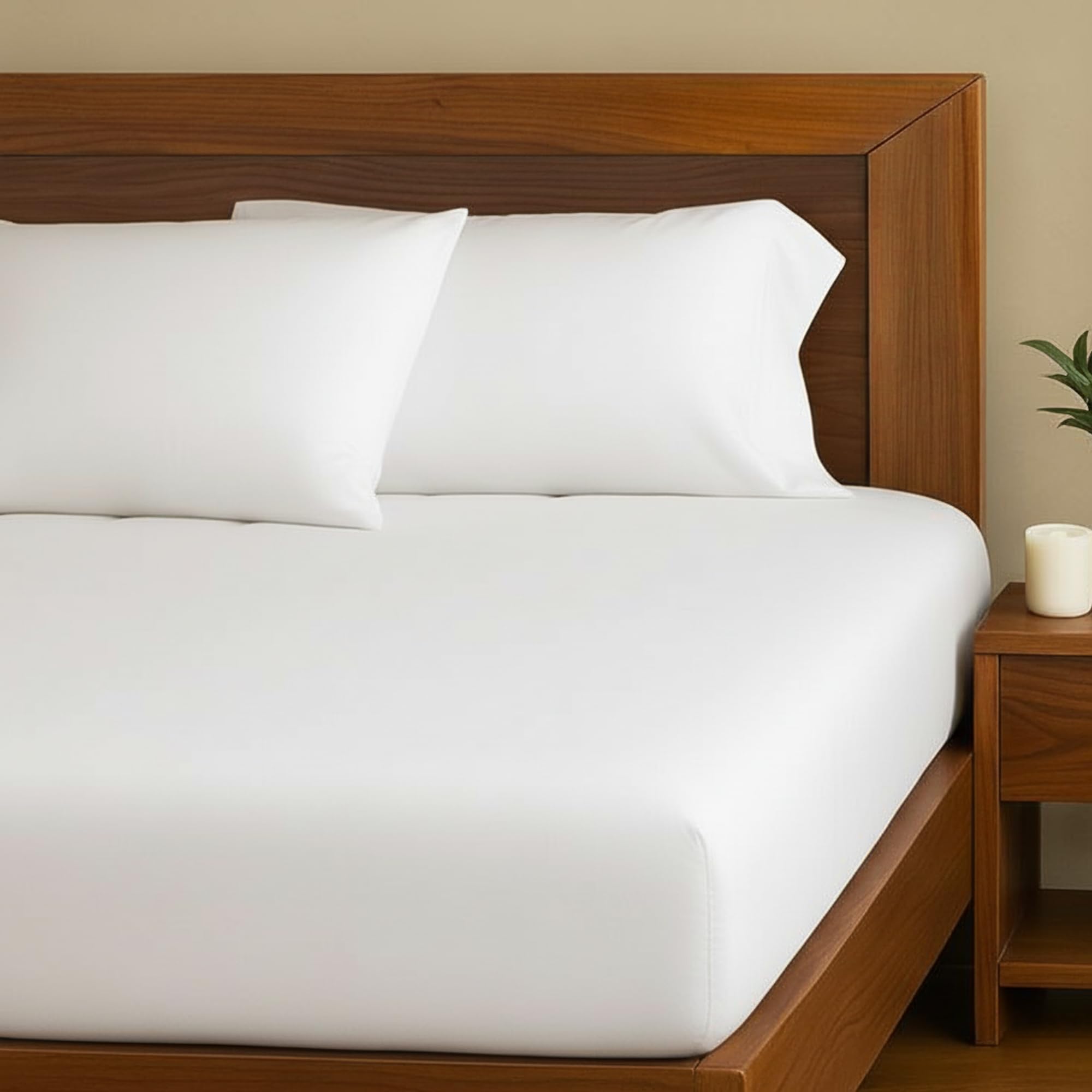 The Linen Company NY Eucalyptus Sheets – Tencel Flat Sheet King Size with BCI Cotton Blend, Ultra-Soft, Breathable Percale, Skin-Friendly, Lightweight, Temperature-Regulating (White)
