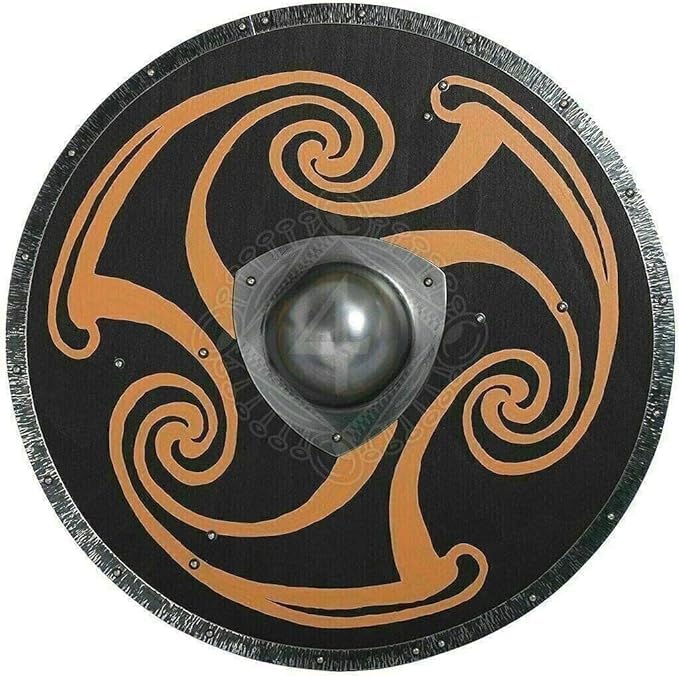 Bouclier rond médiéval Viking Unique Antique Design Bouclier en bois 61 cm Cadeau, Conforme à l'image, Medium
