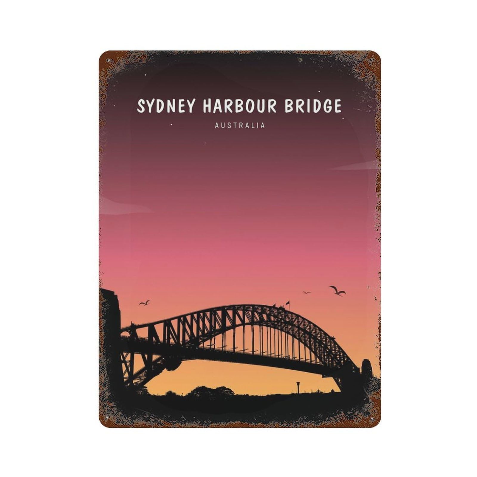 SYDNEY HARBOUR BRIDGE Rusty Metal Tin Sign 15.7"x11.8", Rustic Home Decor for Living Room, Hallway And Home Decor
