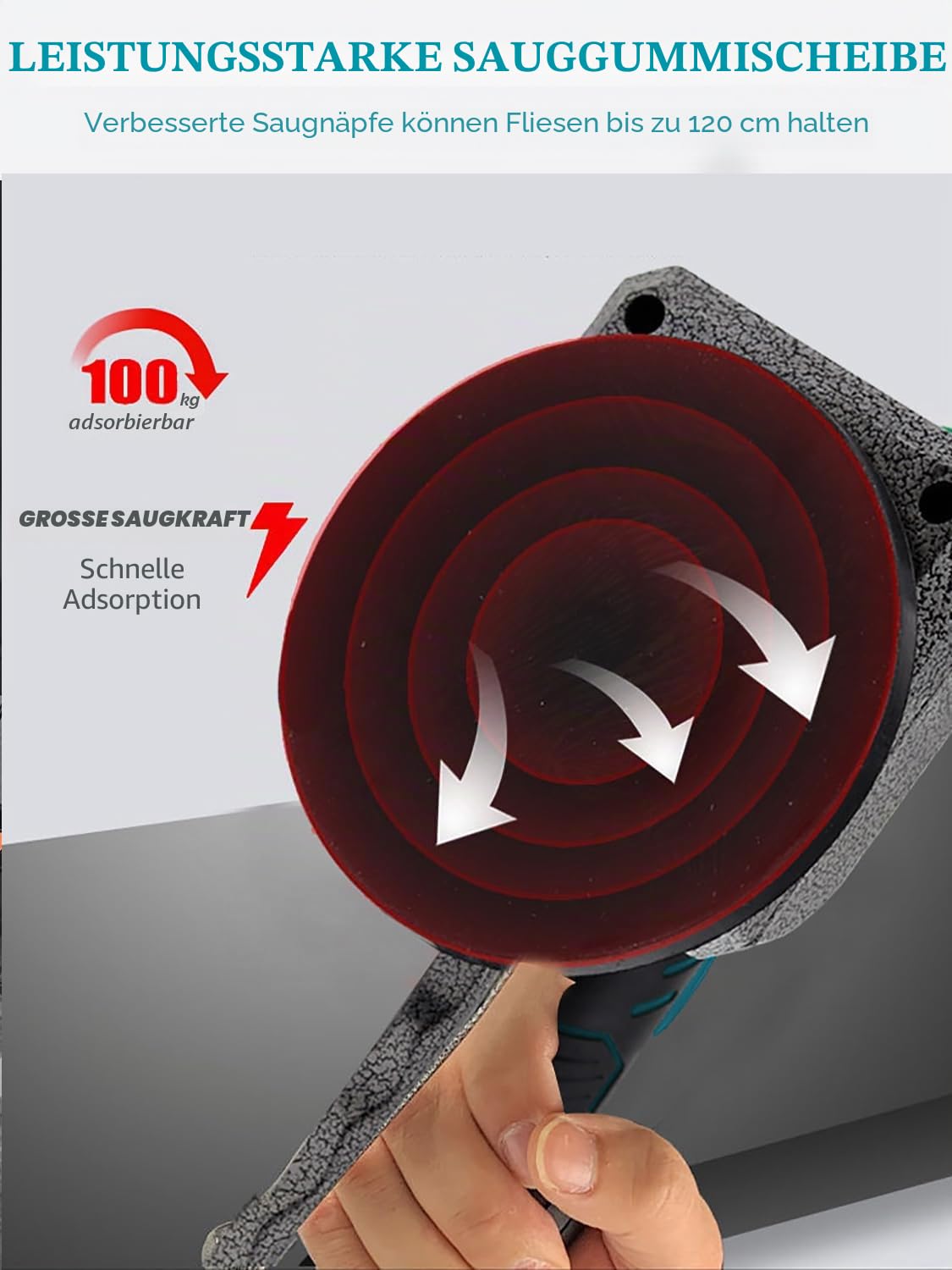 Akku Fliesenrüttler - Wiederaufladbare Fliesenleger Vibrationsgerät mit 16cm Saugnapf für Makita 21V, Professionelles Fliesenverlegemaschine Fliesenlegerwerkzeuge für 0,6-1.2m Fliesen(ohne Akkus)