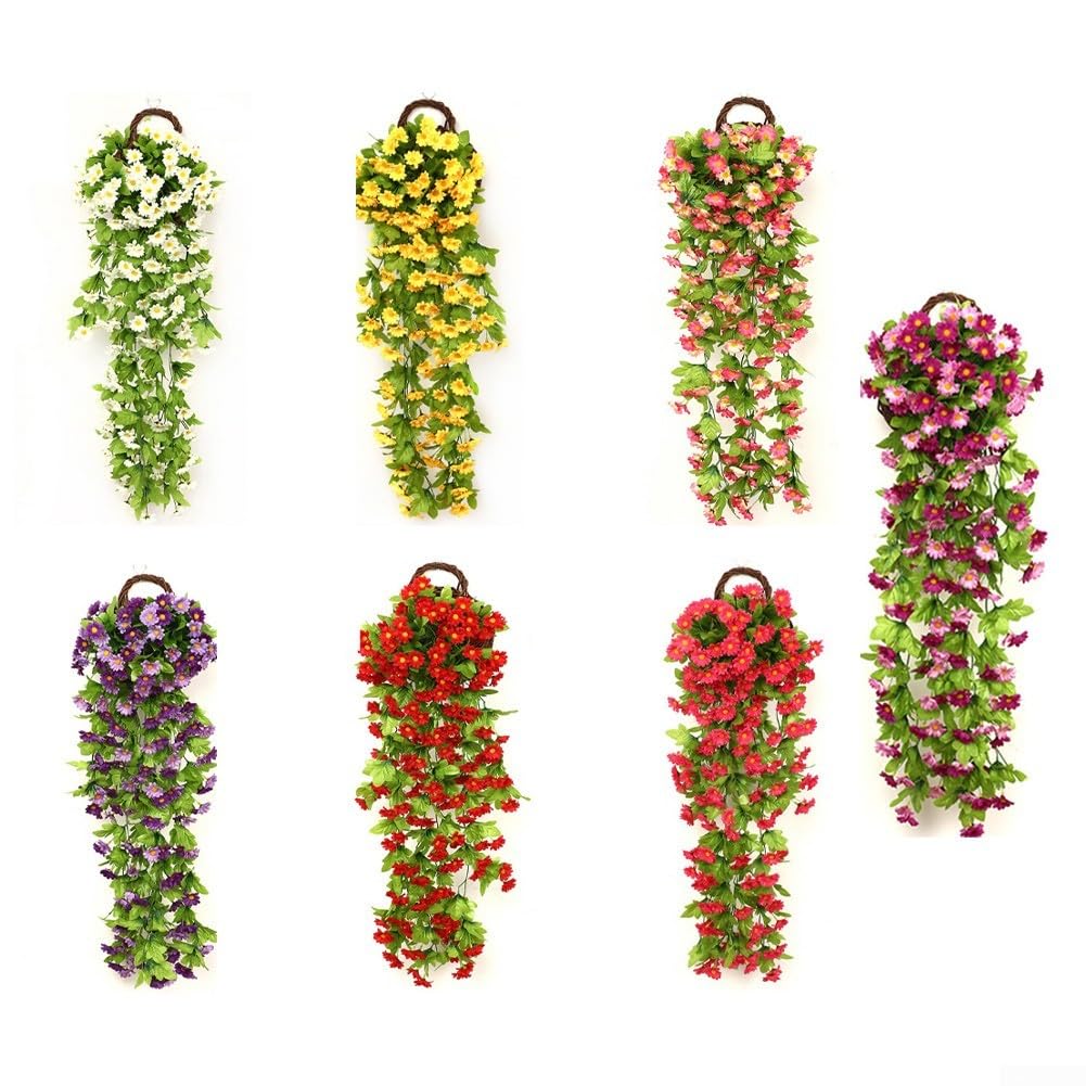 Fiori artificiali, 10 mazzi di margherite artificiali in seta, resistenti ai raggi UV, per esterni, con steli, arbusti vegetali, composizioni per casa, giardino, decorazione (bianco e rosa