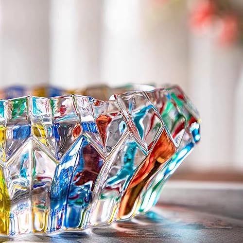 Crystal Colorful Ashtray, Cigar Cigarettes Ash Tray Holder Home Office Desktop Tabletop Decoration (5.5") - Image 2