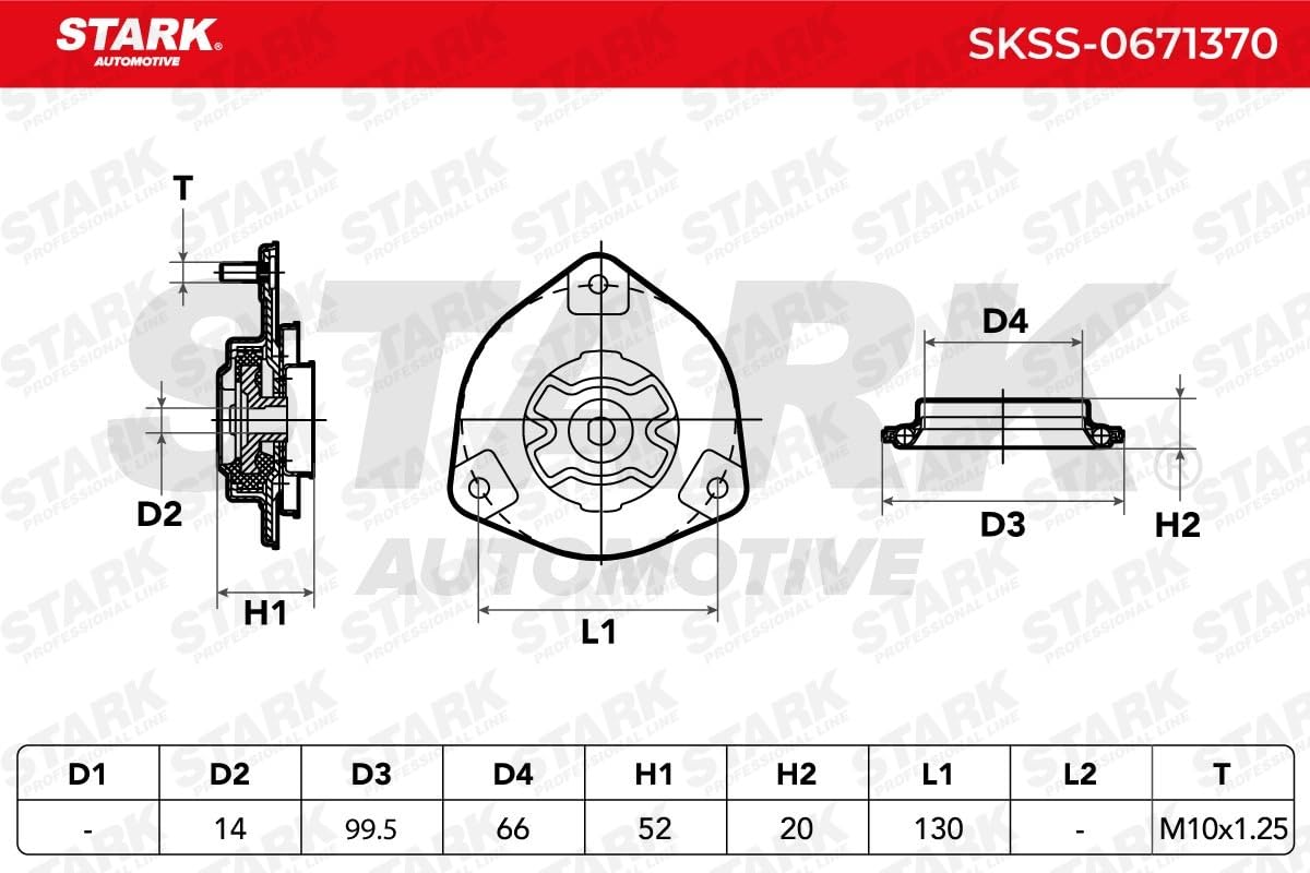 STARK SKSS-0671370 Coupelle d'amortisseur Avant Droite Compatible avec PEUGEOT 206 3/5 portes 2A/C