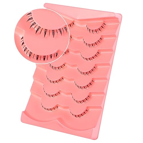 Miniatura 3 de outopen 7 pares de pestañas inferiores con banda transparente, aspecto natural, estilo manga japonés, con pinchos, anime, pestañas inferiores