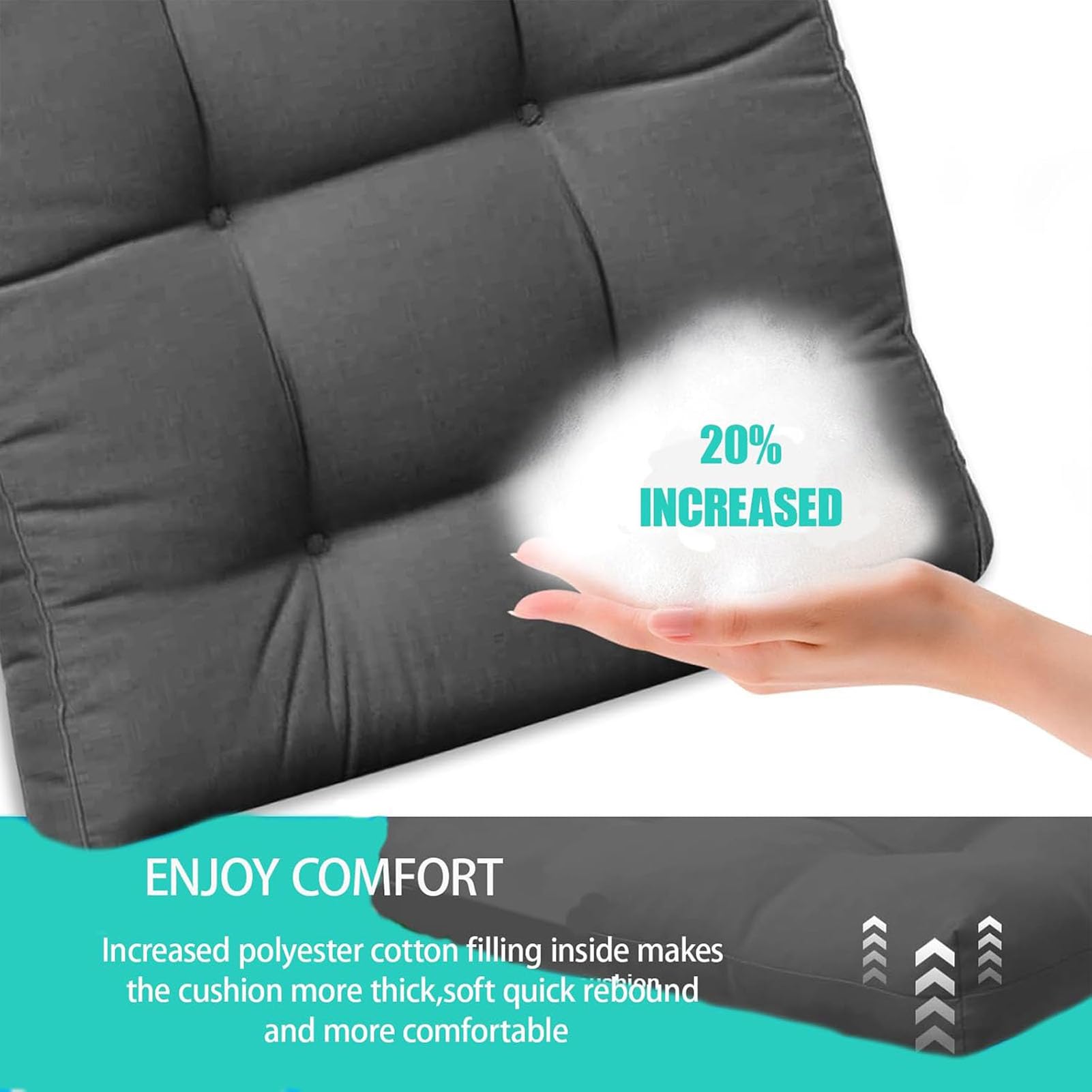 Cojín Monobloque Acolchado Respaldo Alto para Silla Terraza Exterior Jardín Sillón Reclinable con Correas De Fijación Muebles Solárium Interiores Cojín Recambio