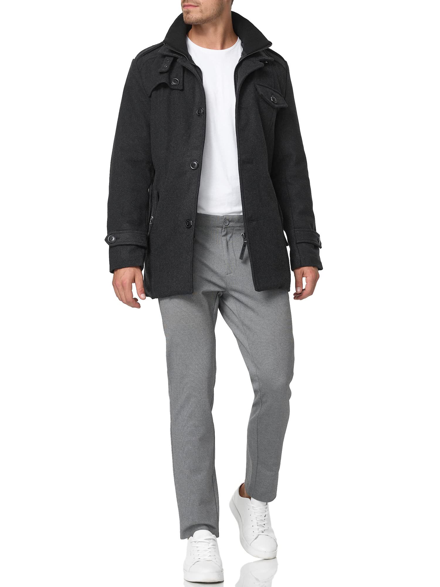 Indicode Uomini Brandon Coat | Cappotto corto con collo alla coreana