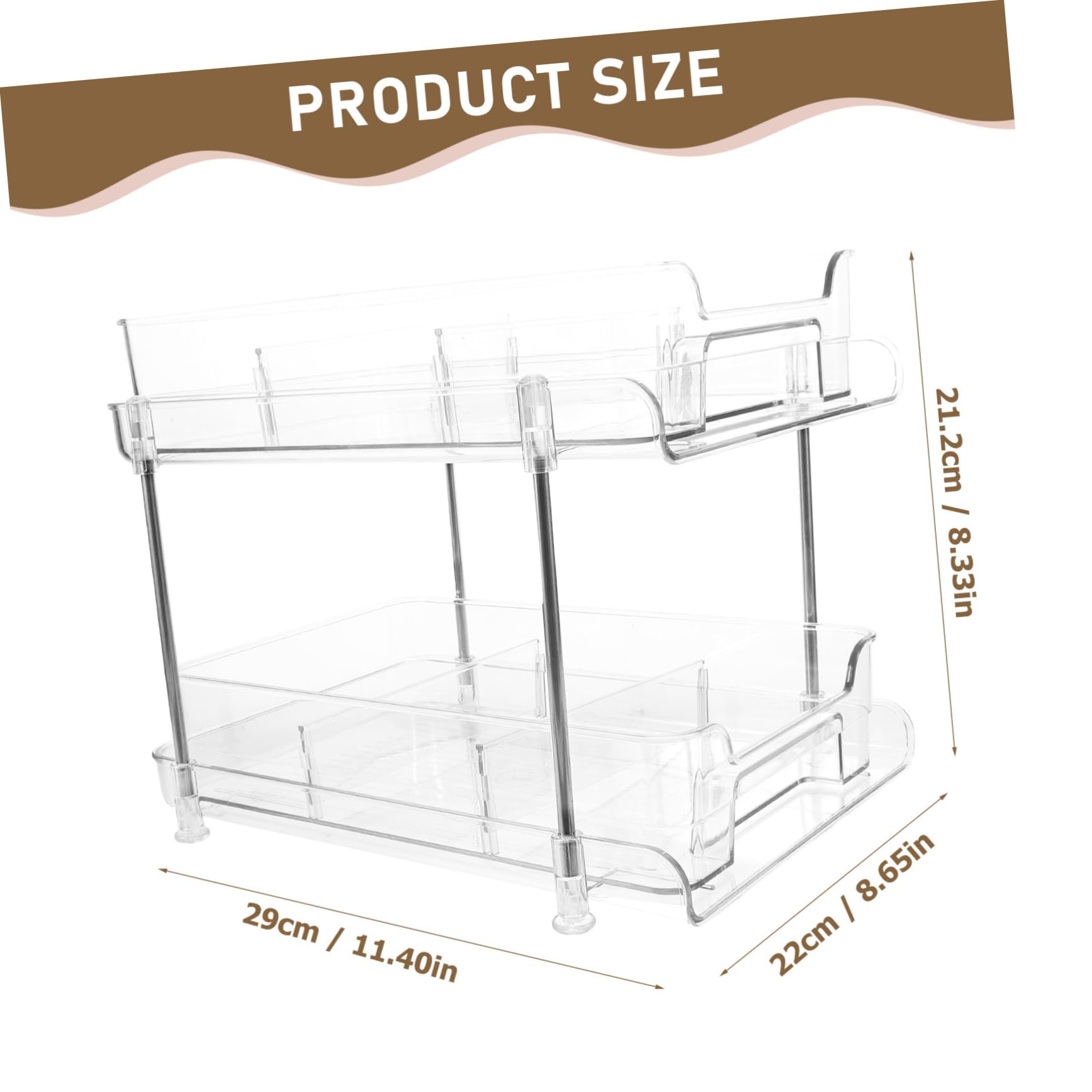COLLBATH Organizzatore a 2 Livelli Trasparente, Estraibile, in Pet e Acciaio Inox, per Trucchi e Spezie, Capienza Grande, per Casa e Camera da Letto