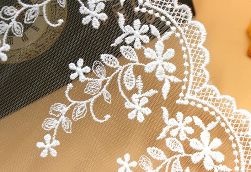 Ruban en dentelle, Dentelle élégante en coton brodée, 5 yards/lot, largeur 15 cm